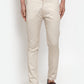 Indian Needle Men's Cream Solid Formal Trousers ( FGP 253Cream )