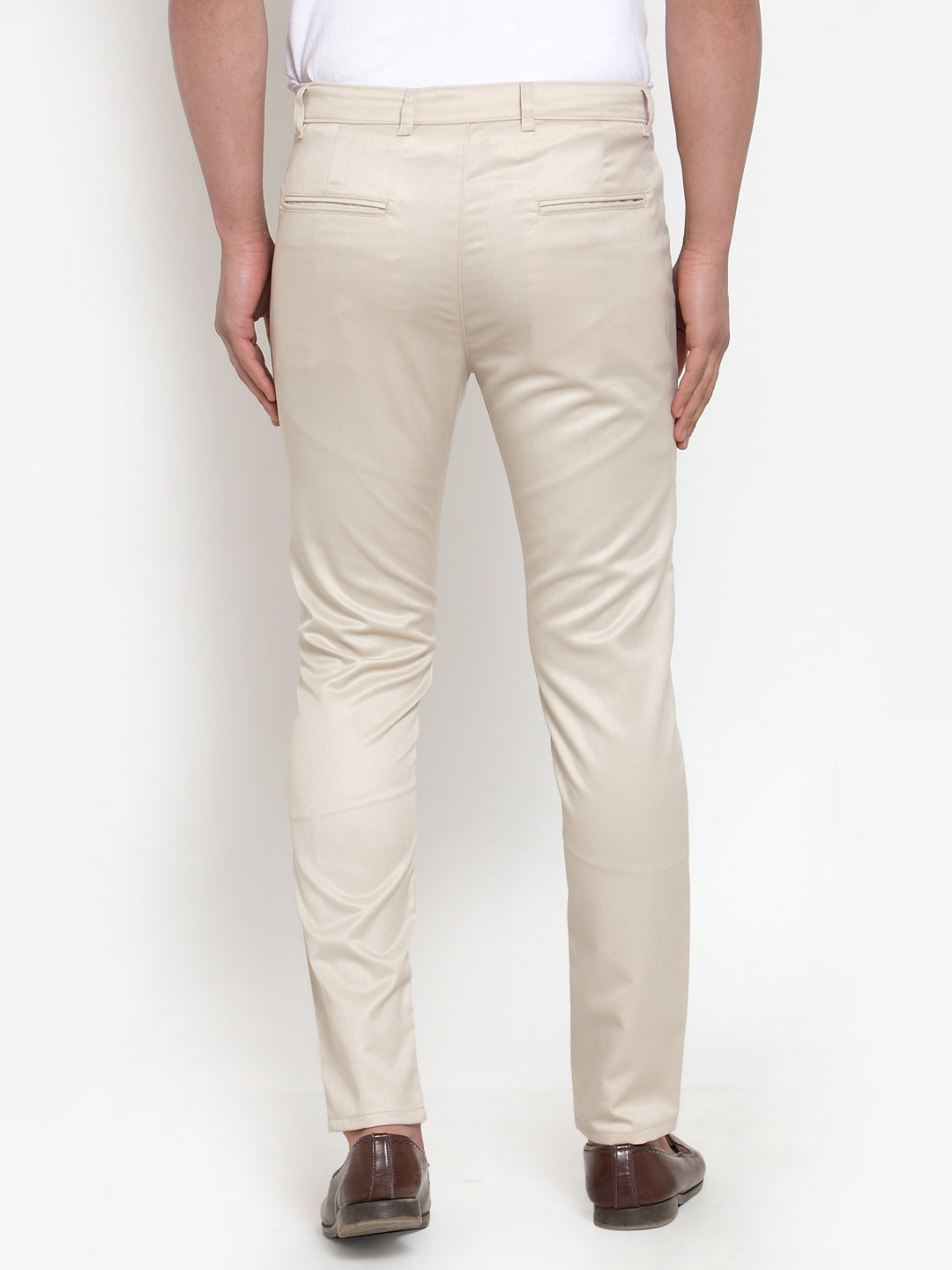 Indian Needle Men's Cream Solid Formal Trousers ( FGP 253Cream )