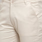 Indian Needle Men's Cream Solid Formal Trousers ( FGP 253Cream )
