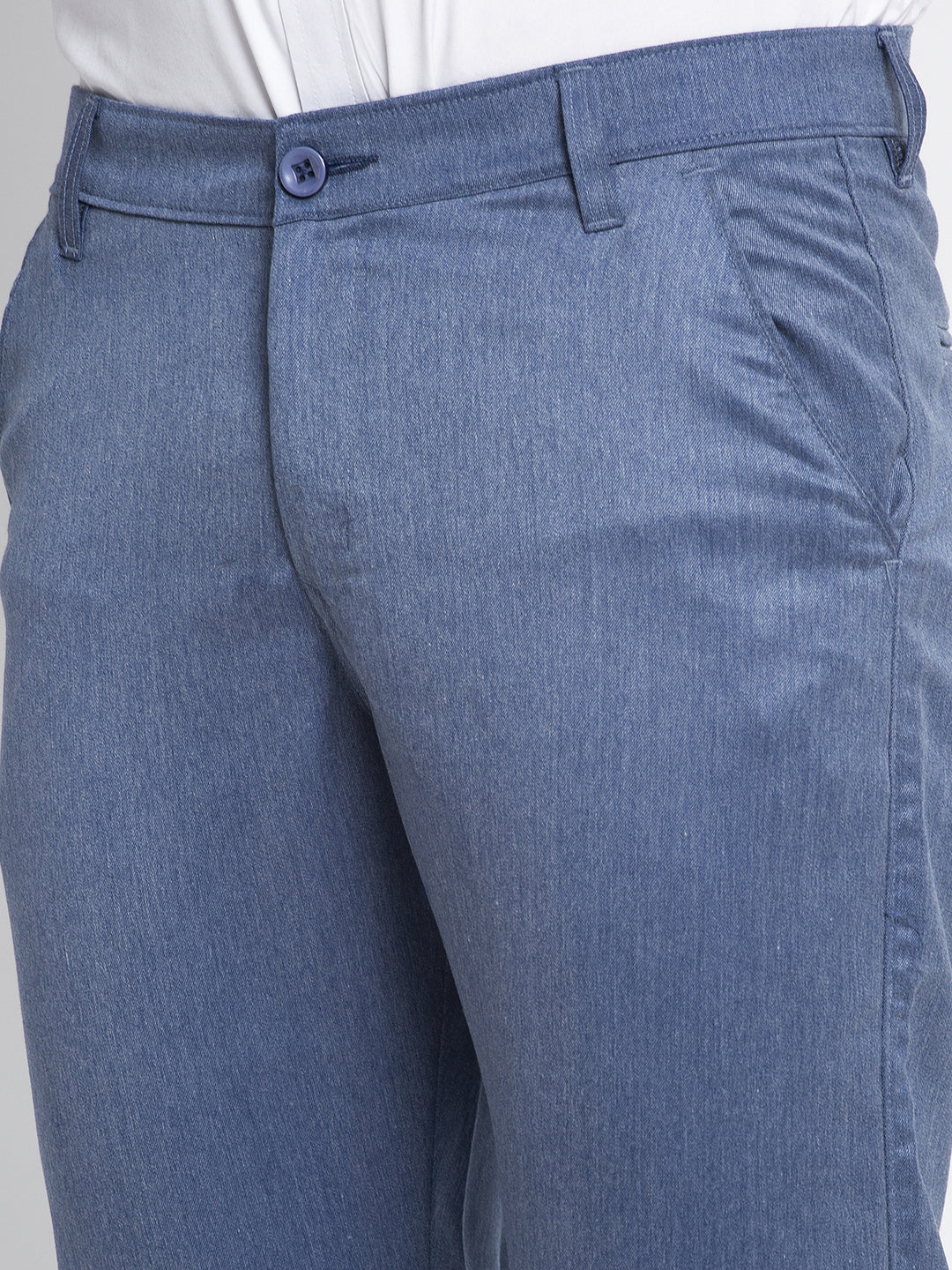 Indian Needle Men's Blue Cotton Solid Formal Trousers ( FGP 265Indigo )