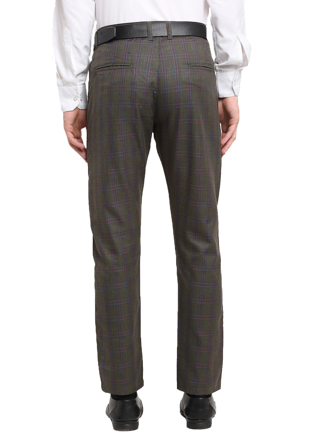 Indian Needle Men's Black Cotton Checked Formal Trousers ( FGP 267Charcoal )