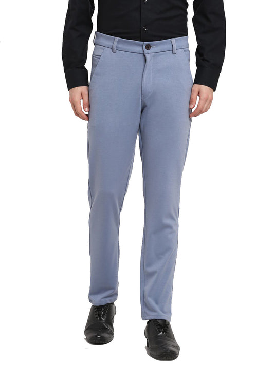 Indian Needle Men's Grey 4-Way Lycra Tapered Fit Trousers ( FGP 269Grey )