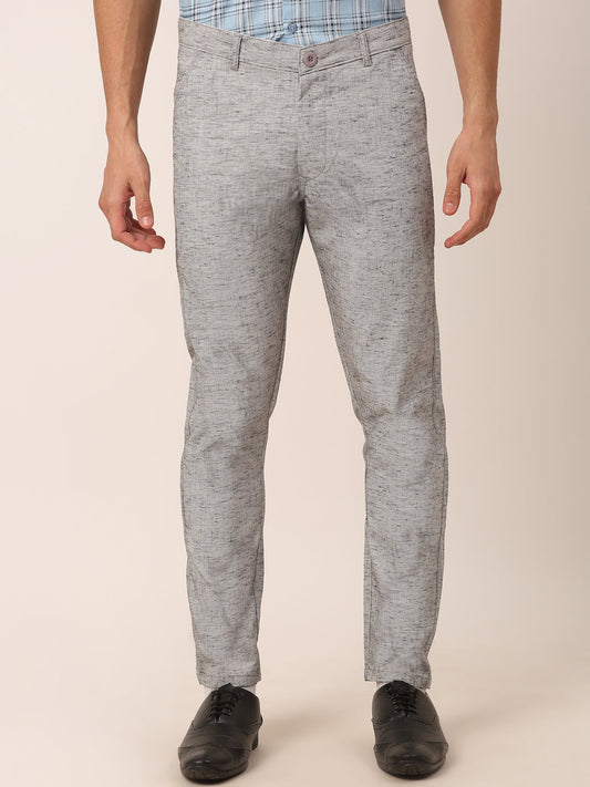 Indian Needle Men's Grey Linan Cotton Formal Trousers ( FGP 273Grey )