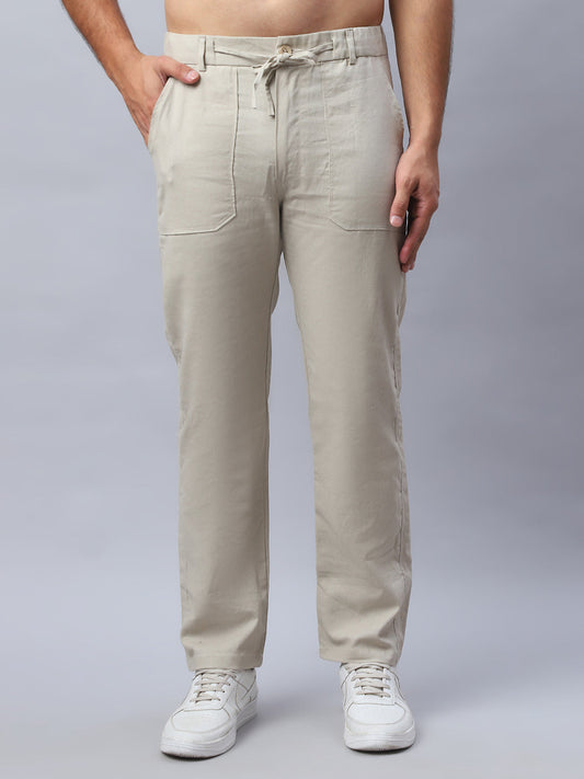 Straight Fit  Solid Trousers For Men ( FGP 280Cream )