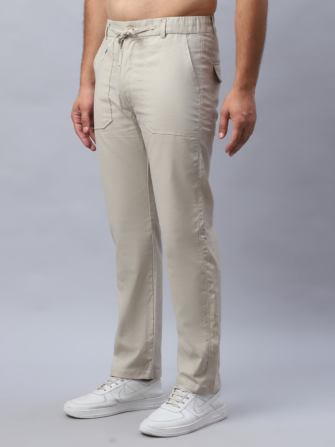 Straight Fit  Solid Trousers For Men ( FGP 280Cream )