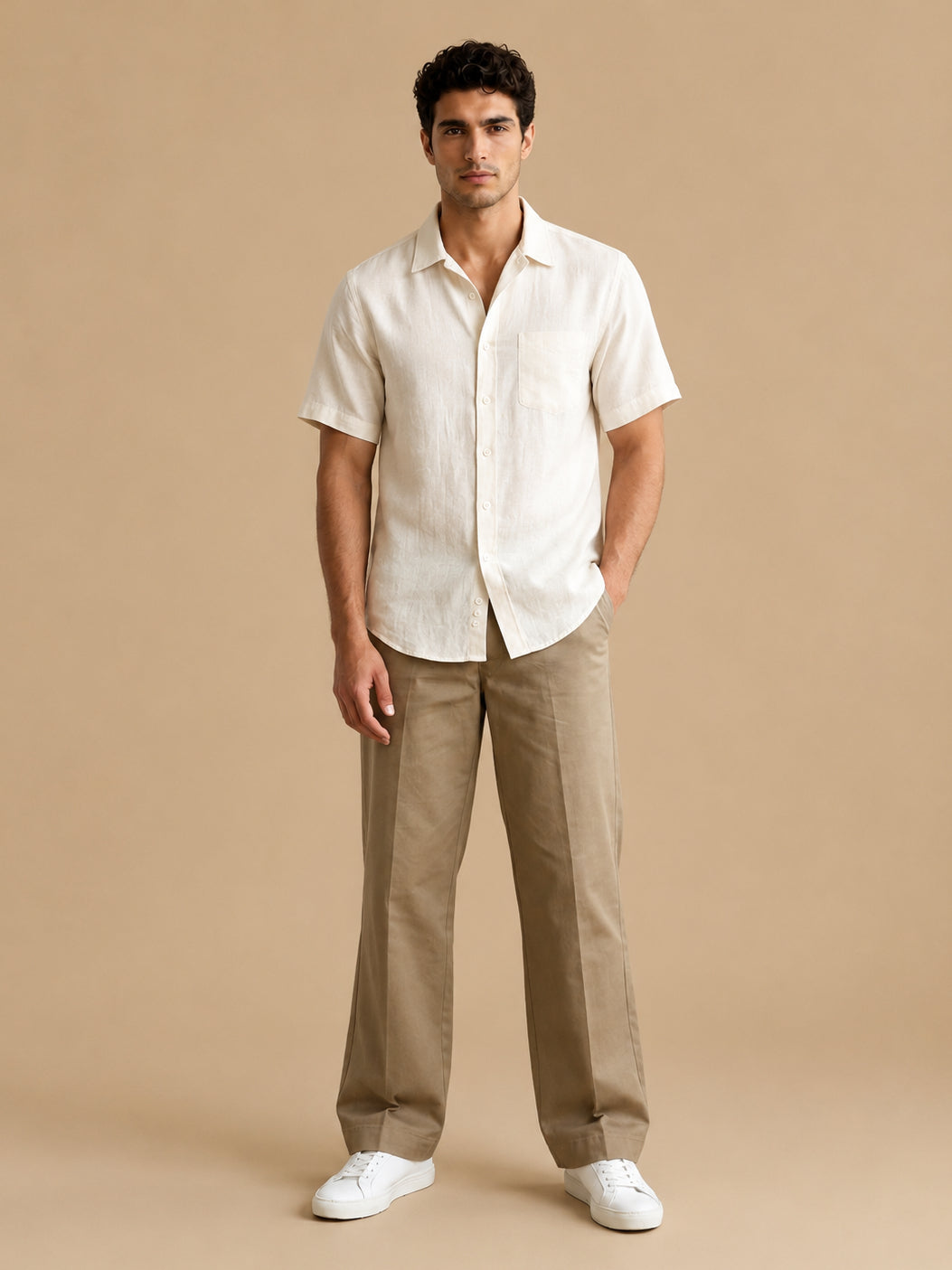 Solid Relaxed-Fit Cotton Korean Pants ( RDGP 304Beige )