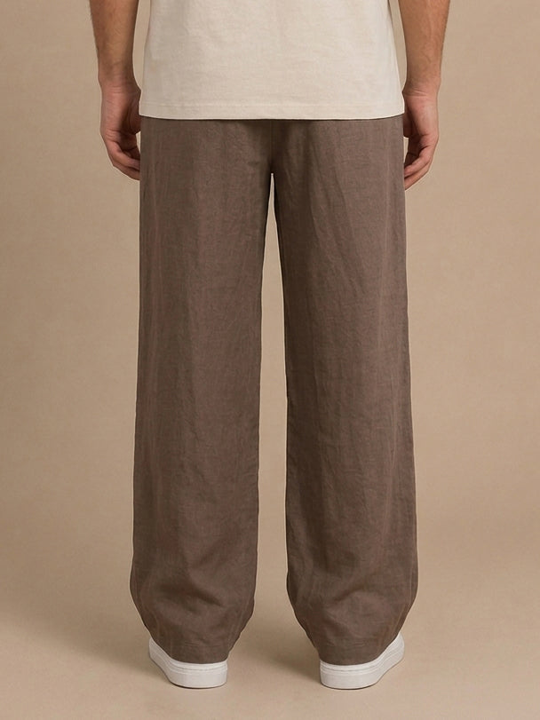 Solid Relaxed-Fit Cotton Korean Pants ( RDGP 304Brown )