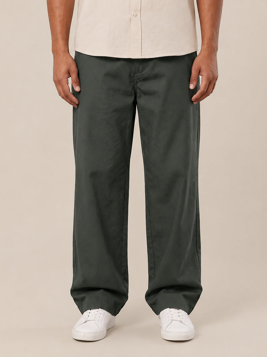 Solid Relaxed-Fit Cotton Korean Pants ( RDGP 304Pista )