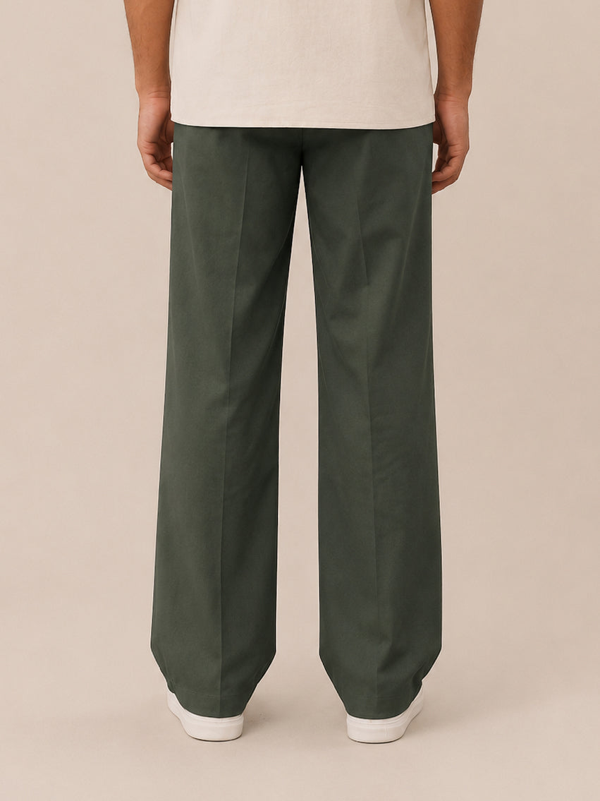 Solid Relaxed-Fit Cotton Korean Pants ( RDGP 304Pista )