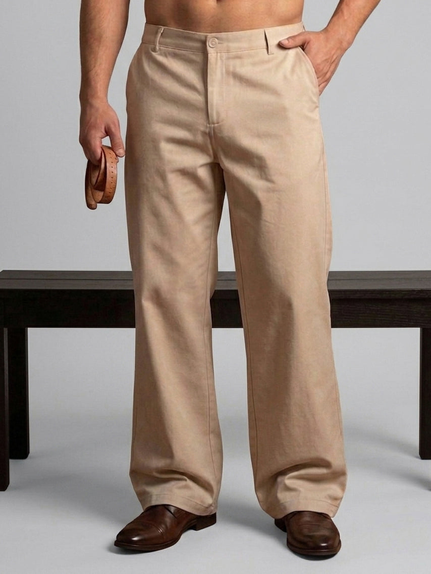 Men Straight Fit Korean Pants ( RDGP 305Cream )