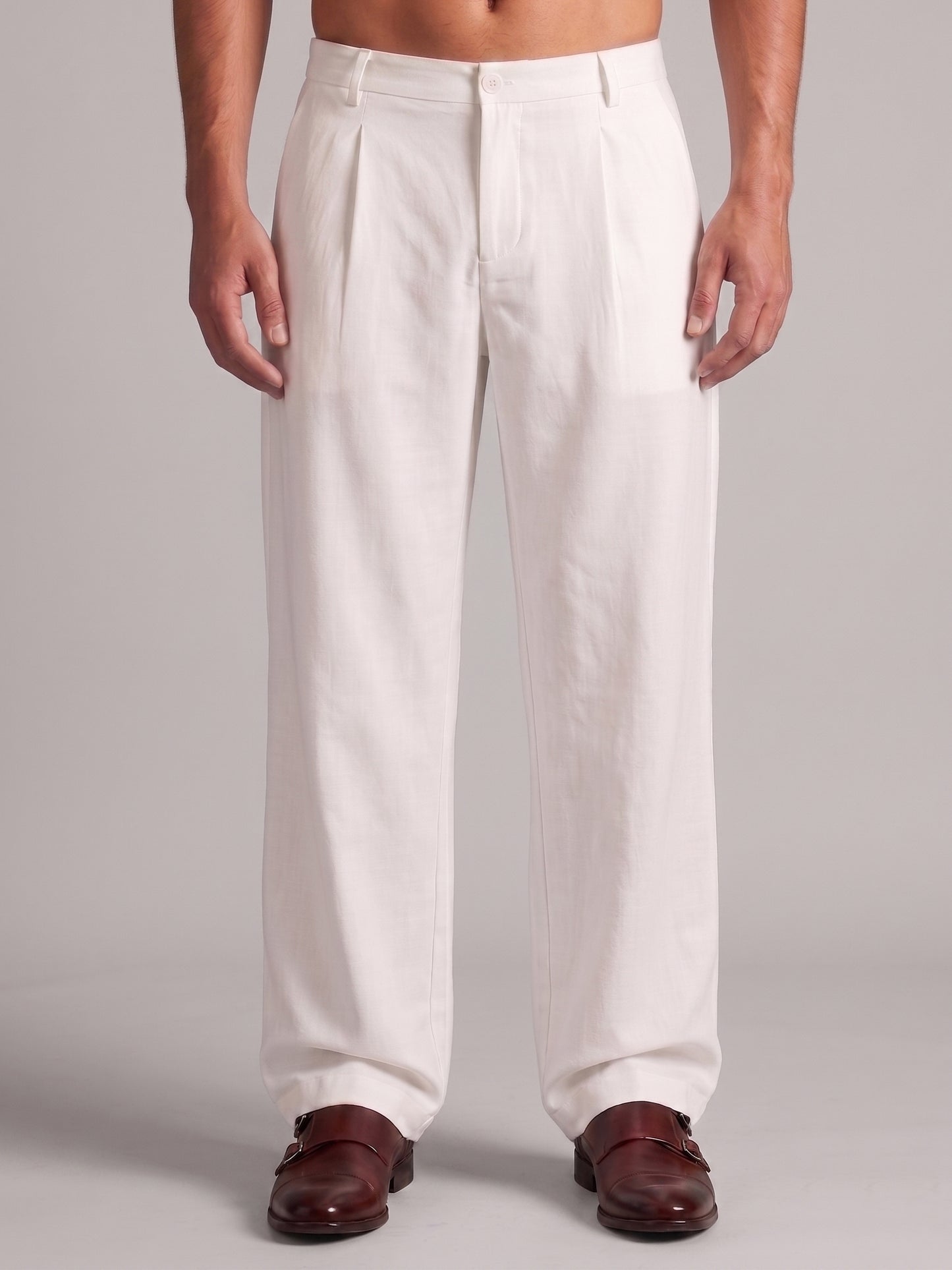 Men Straight Fit Korean Pants ( RDGP 305White )