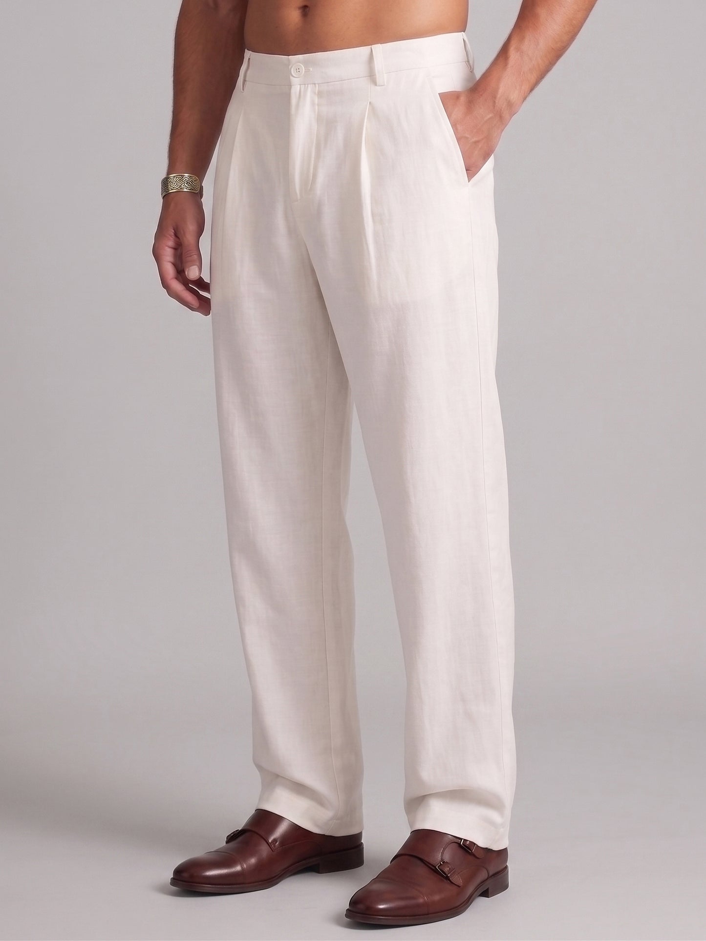 Men Straight Fit Korean Pants ( RDGP 305White )