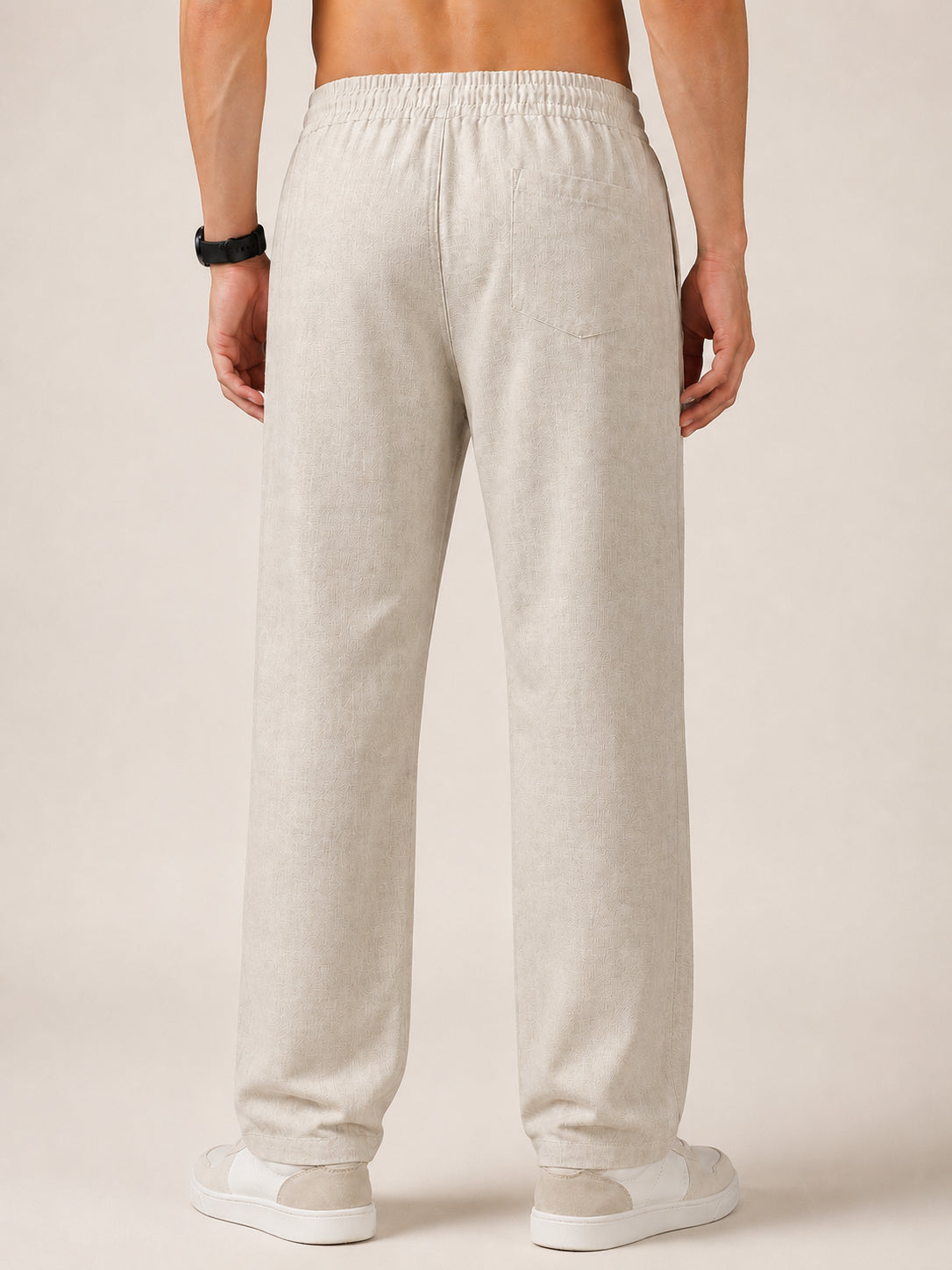 Linen Relaxed-Fit Regular Trousers for Men ( RDGP 306Cream )