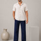 Linen Relaxed-Fit Regular Trousers for Men ( RDGP 306Navy )