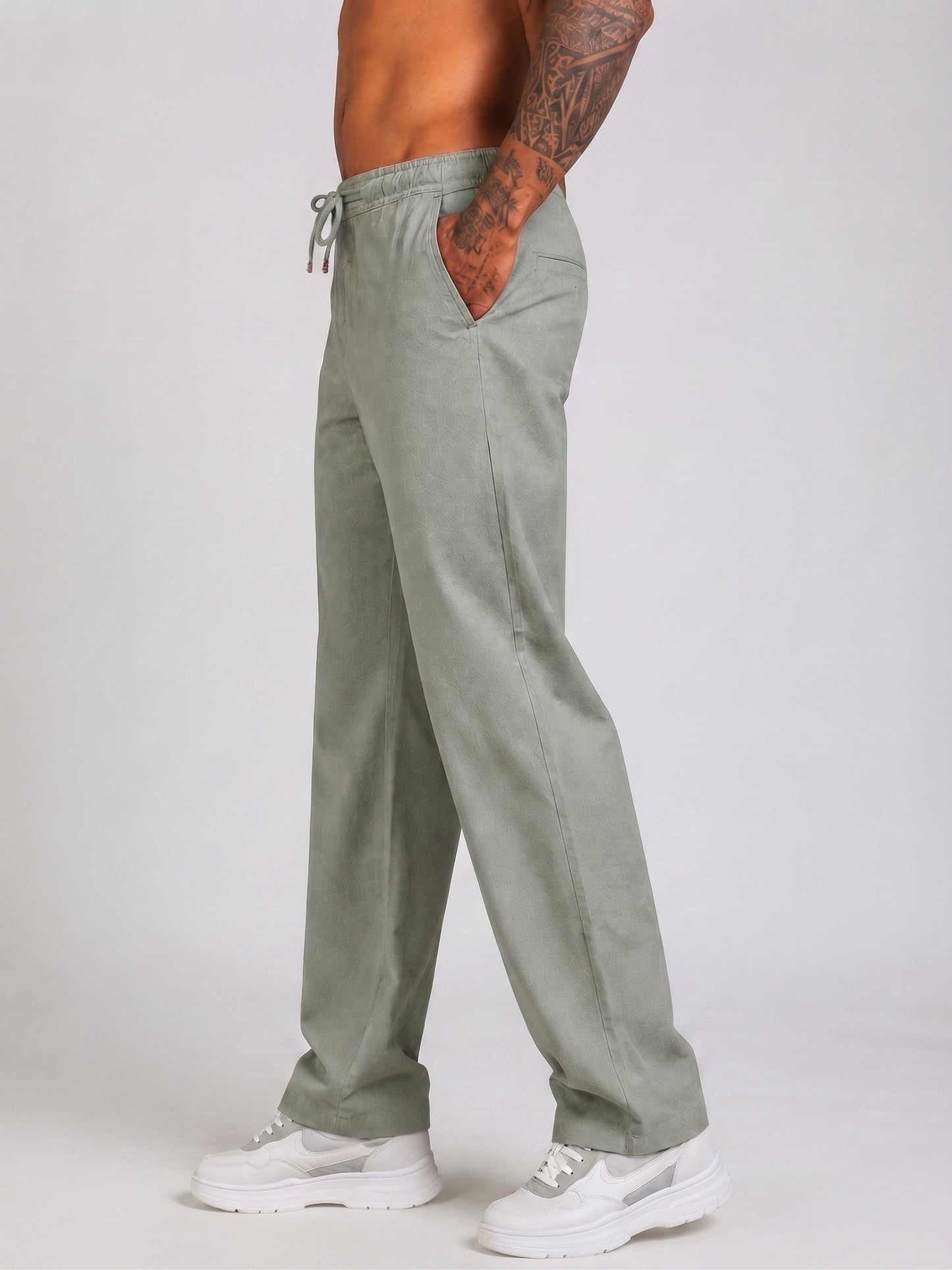 Linen Relaxed-Fit Regular Trousers for Men ( RDGP 306Pista )