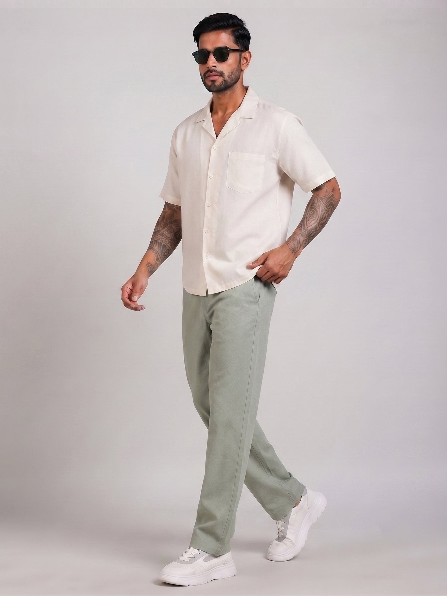 Linen Relaxed-Fit Regular Trousers for Men ( RDGP 306Pista )