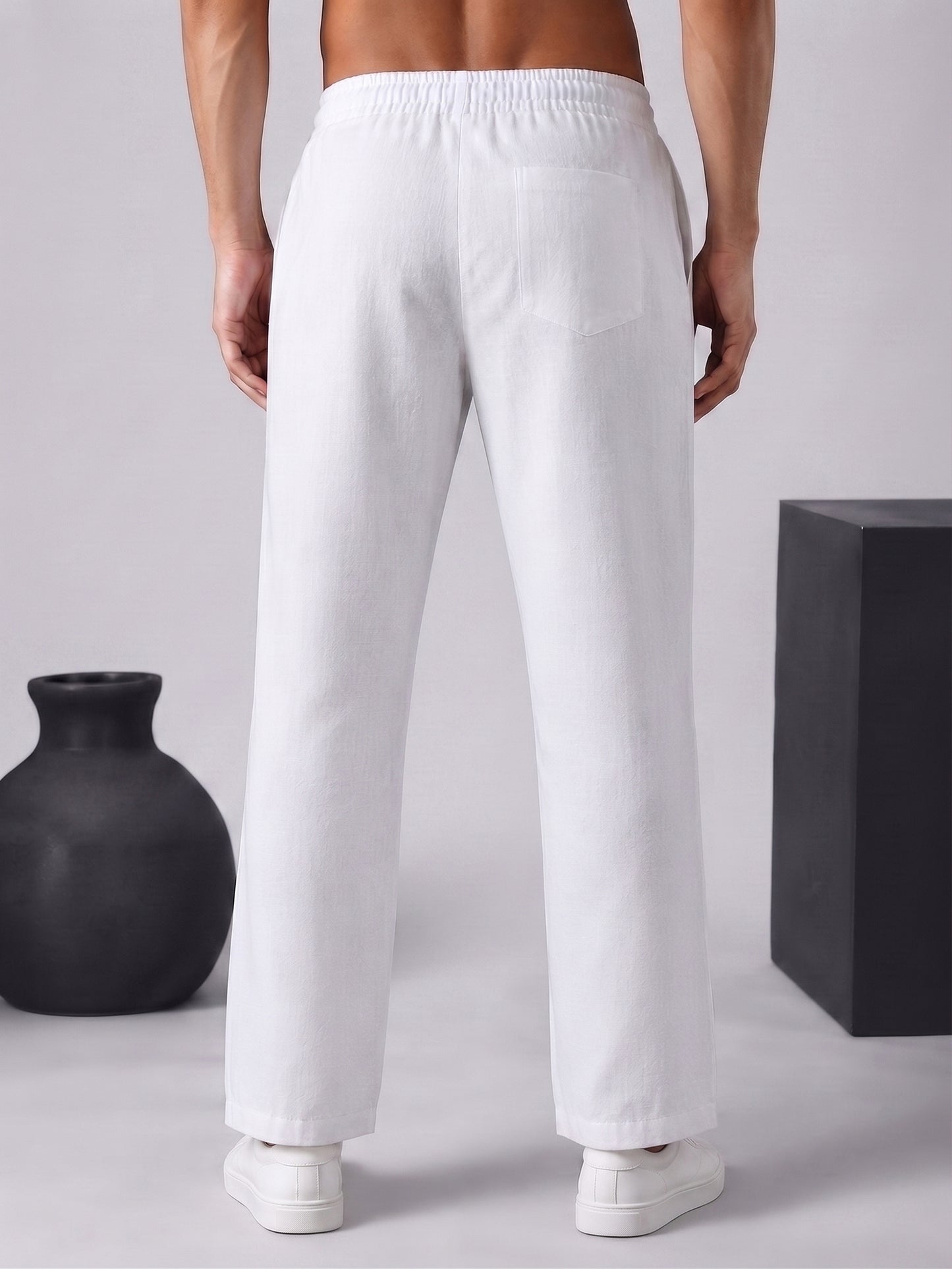 Linen Relaxed-Fit Regular Trousers for Men ( RDGP 306White )