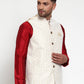 Jompers Men's Beige Embroidered Nehru Jacket ( JOWC 4012Beige )