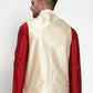 Jompers Men's Beige Embroidered Nehru Jacket ( JOWC 4012Beige )