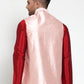 Jompers Men's Pink Embroidered Nehru Jacket ( JOWC 4012Pink )