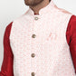Jompers Men's Pink Embroidered Nehru Jacket ( JOWC 4012Pink )