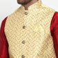 Jompers Men's Yellow Embroidered Nehru Jacket ( JOWC 4016Yellow )