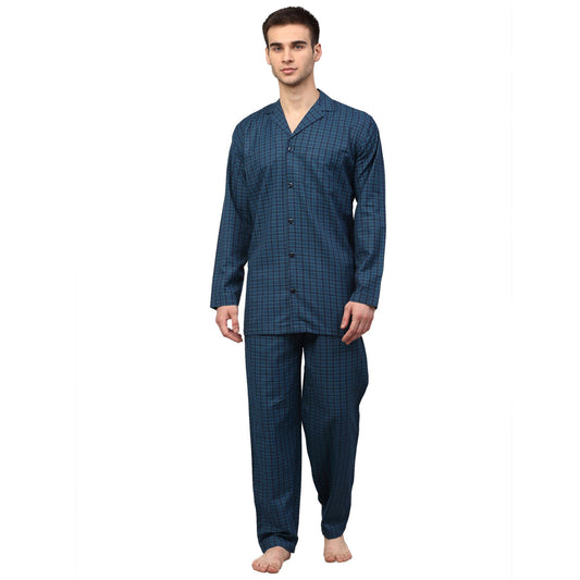 Indian Needle Men's Blue Checked Night Suits ( GNS 001Blue )