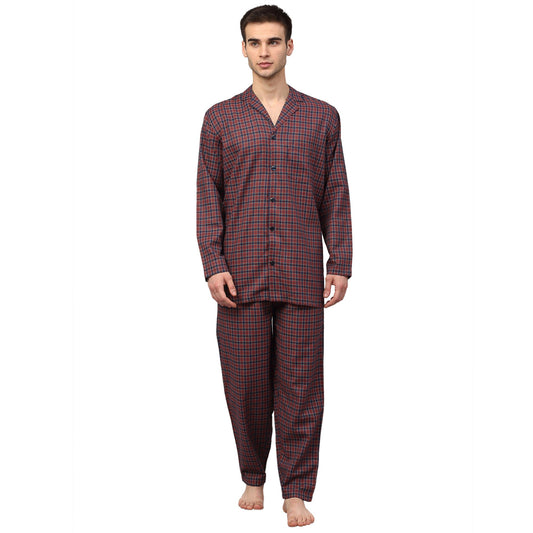 Indian Needle Men's Maroon Checked Night Suits ( GNS 001Maroon )
