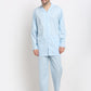 Indian Needle Men's Sky Cotton Striped Night Suits ( GNS 002Sky )