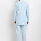 Indian Needle Men's Sky Cotton Striped Night Suits ( GNS 002Sky )