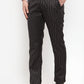 Indian Needle Men's Black Cotton Striped Formal Trousers ( FGP 255Black )