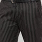 Indian Needle Men's Black Cotton Striped Formal Trousers ( FGP 255Black )
