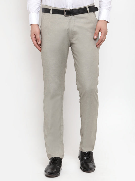 Indian Needle Men's Grey Cotton Solid Formal Trousers ( FGP 256Light-Grey )