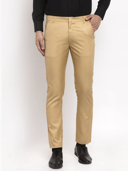 Indian Needle Men's Beige Cotton Solid Formal Trousers ( FGP 258Beige )