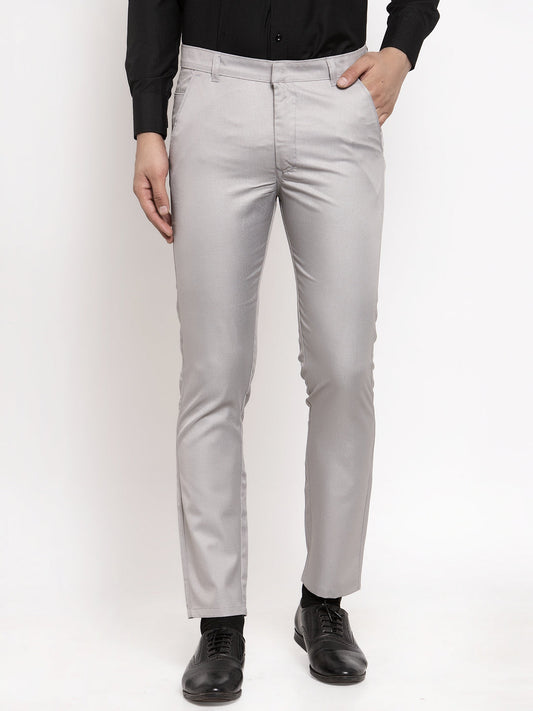 Indian Needle Men's Grey Cotton Solid Formal Trousers ( FGP 258Light-Grey )
