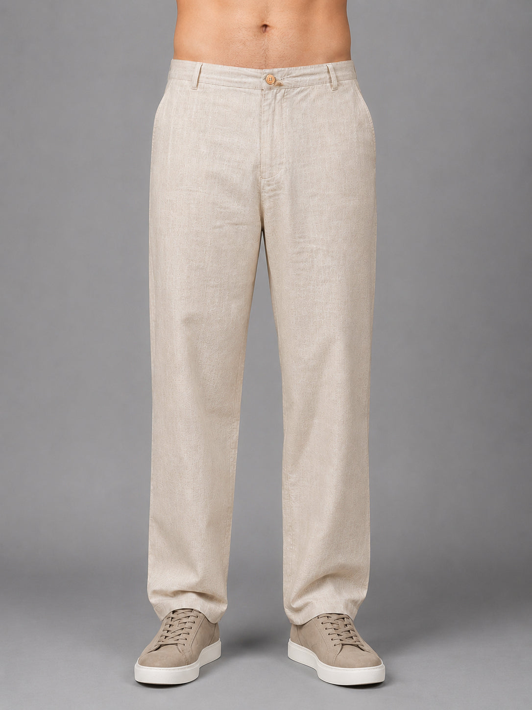 Linen Relaxed-Fit Regular Trousers for Men ( J-GP 308Beige )