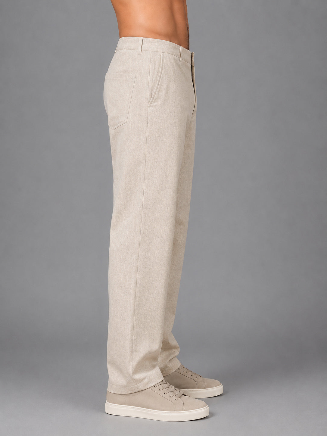 Linen Relaxed-Fit Regular Trousers for Men ( J-GP 308Beige )
