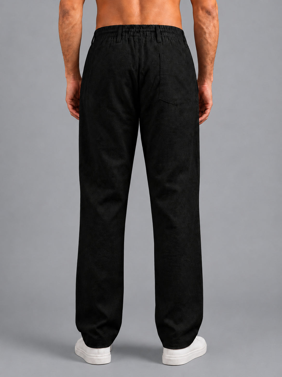 Linen Relaxed-Fit Regular Trousers for Men ( J-GP 308Black )