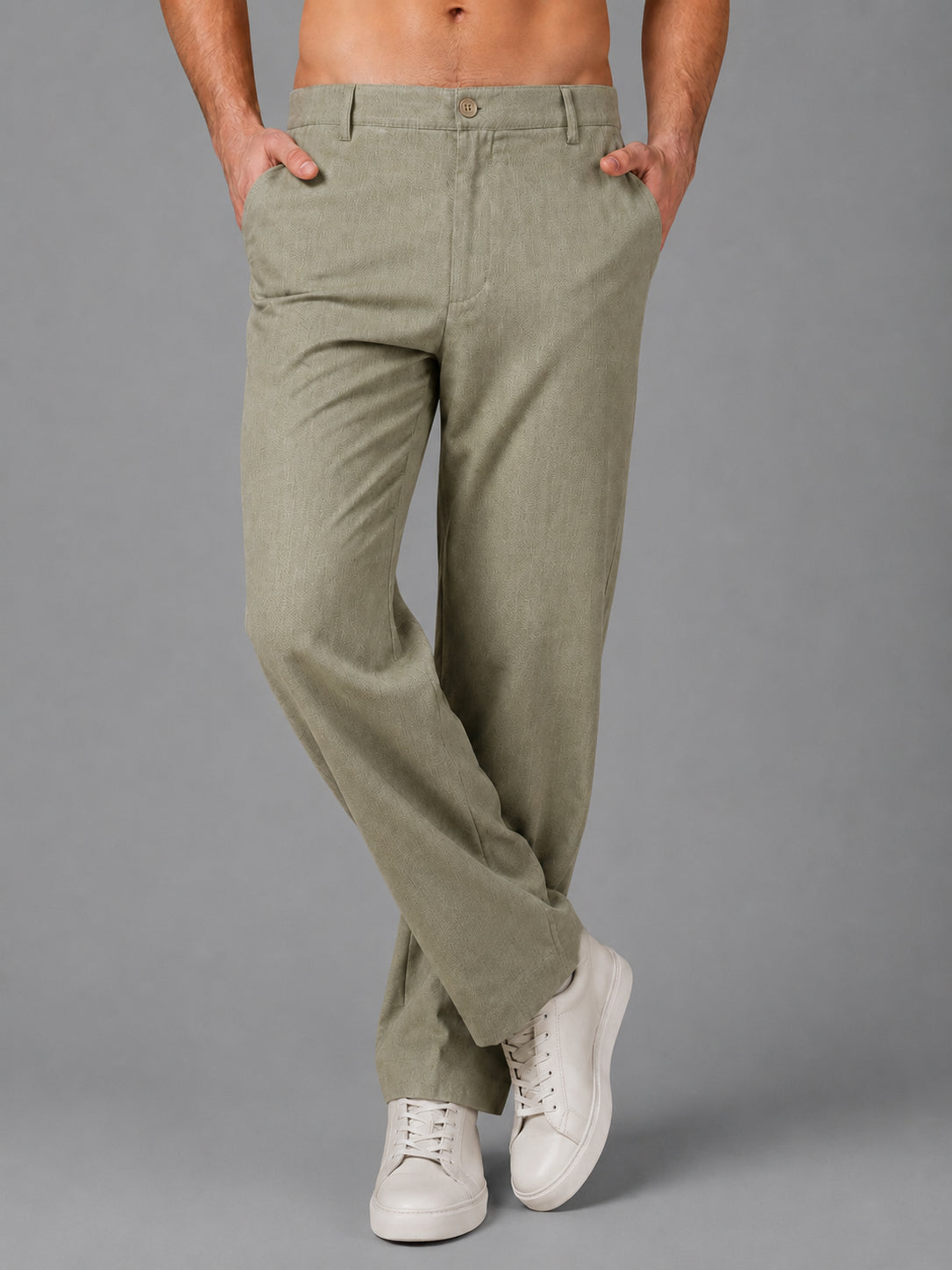Linen Relaxed-Fit Regular Trousers for Men ( J-GP 308Pista )