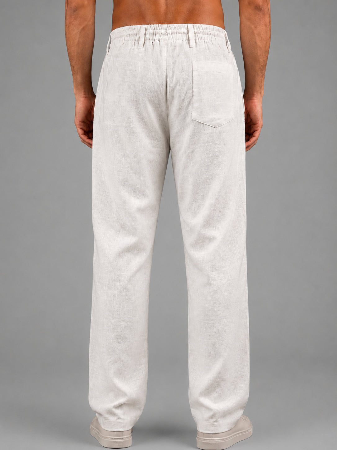 Linen Relaxed-Fit Regular Trousers for Men ( J-GP 308White )