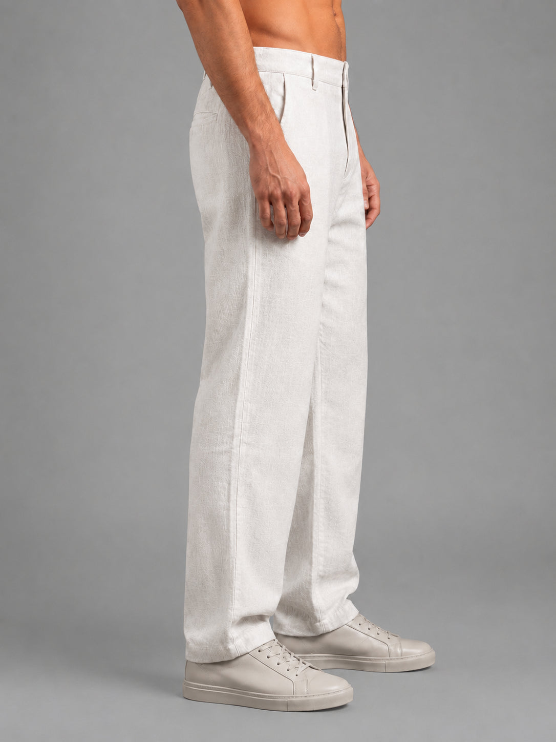 Linen Relaxed-Fit Regular Trousers for Men ( J-GP 308White )