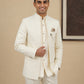 Men Woven Jacquard Indo-Western Set ( HOP-IND 155Cream )