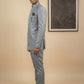 Men Woven Jacquard Indo-Western Set ( HOP-IND 155Grey )