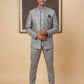 Men Woven Jacquard Indo-Western Set ( HOP-IND 155Grey )