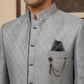 Men Woven Jacquard Indo-Western Set ( HOP-IND 155Grey )