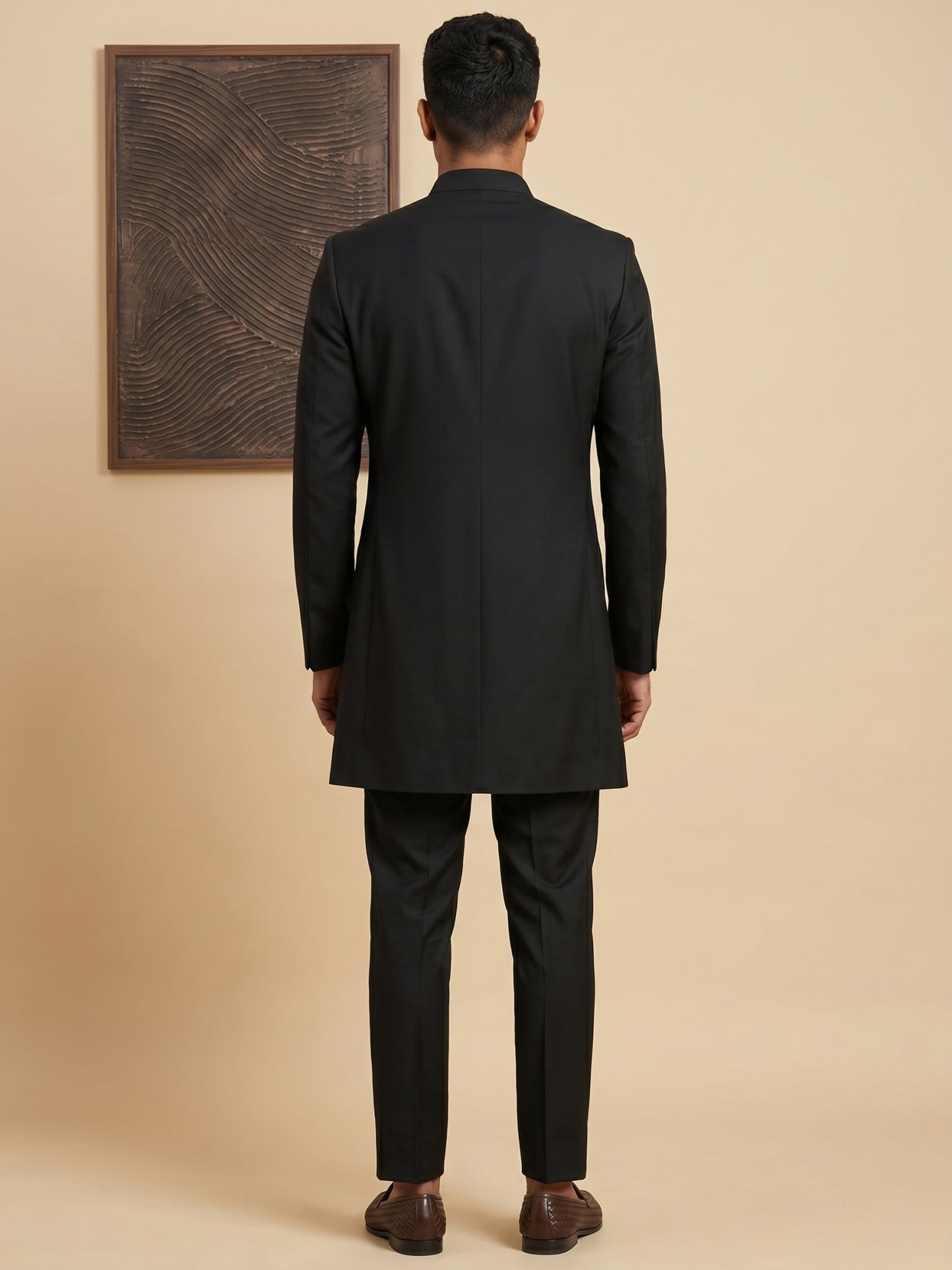 Men's Cotton Blend Indo-Western Set with Zari Work ( HOP-IND 159Black )