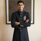 Men's Cotton Blend Indo-Western Set with Zari Work ( HOP-IND 159Black )