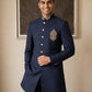 Men's Cotton Blend Indo-Western Set with Zari Work ( HOP-IND 159Navy )