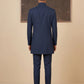Men's Cotton Blend Indo-Western Set with Zari Work ( HOP-IND 159Navy )