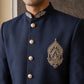 Men's Cotton Blend Indo-Western Set with Zari Work ( HOP-IND 159Navy )